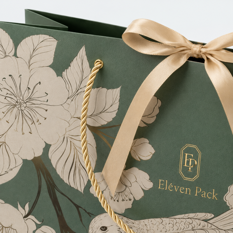 Brown Floral Paper Bag - material or structure detail - PB-BM-01-P11
