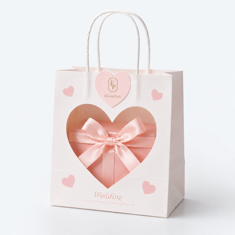 White Kraft Paper Window Wedding Gift Paper Bag - open product view - PB-BM-01-P3
