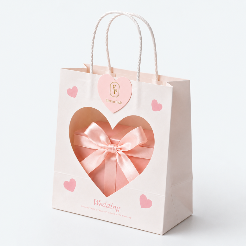 White Kraft Paper Window Wedding Gift Paper Bag - closed product view - PB-BM-01-P3