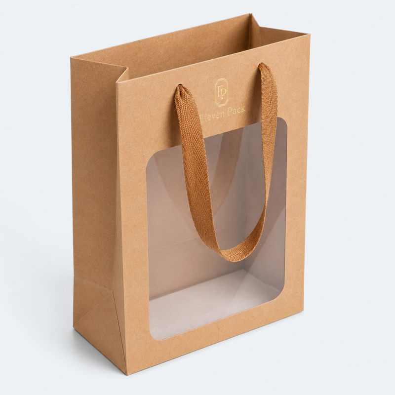 Window Eco-Friendly Gift Paper Bag - closed product view - PB-BM-01-P5