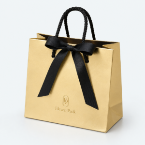 Specialty Paper Luxury Ribbon Glossy Jewelry Paper Bag - open product view - PB-BM-04-P1