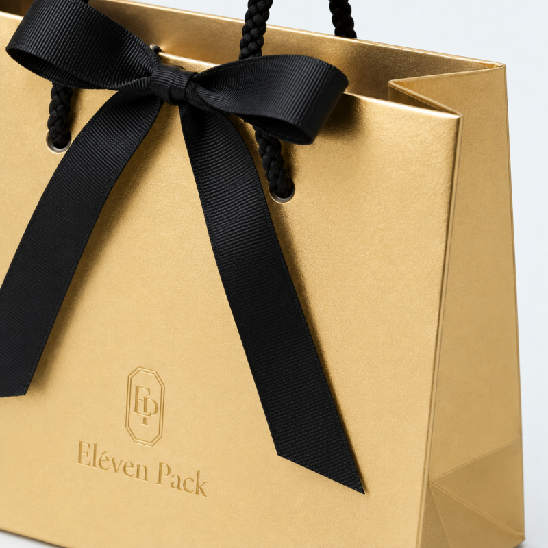 Specialty Paper Luxury Ribbon Glossy Jewelry Paper Bag - material or structure detail - PB-BM-04-P1