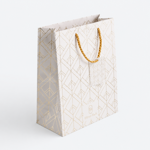 White Paperboard Jewelry Paper Bag - closed product view - PB-BM-06-P1