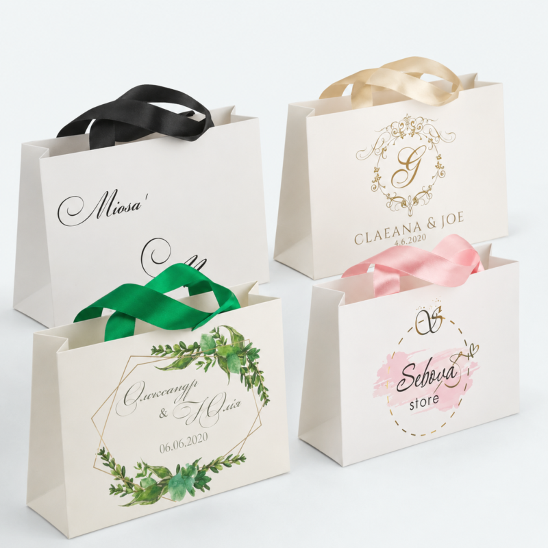 White Paperboard Gift Paper Bag - closed product view - PB-BM-06-P3