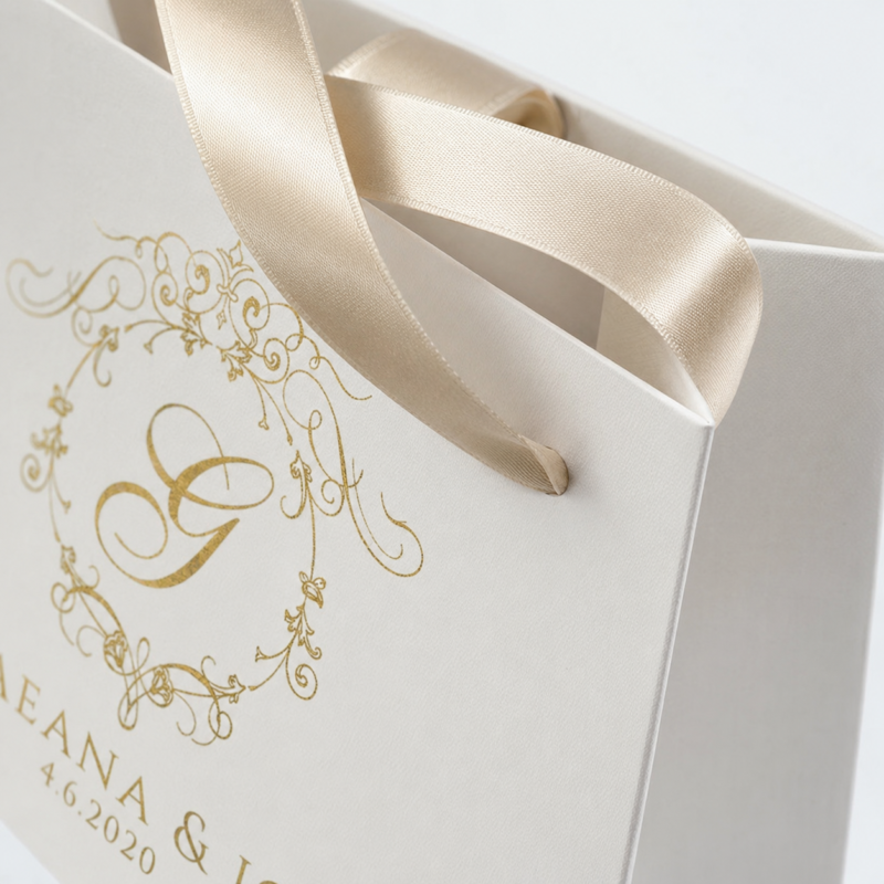 White Paperboard Gift Paper Bag - material or structure detail - PB-BM-06-P3