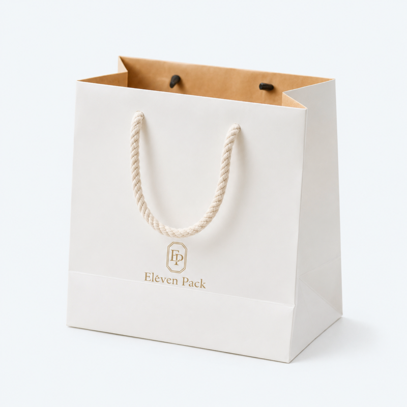 White Paperboard Gift Paper Bag Card - open product view - PB-BM-06-P4