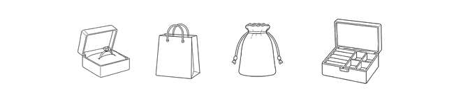 Packaging style options including jewelry box, paper bag, pouch, and display box