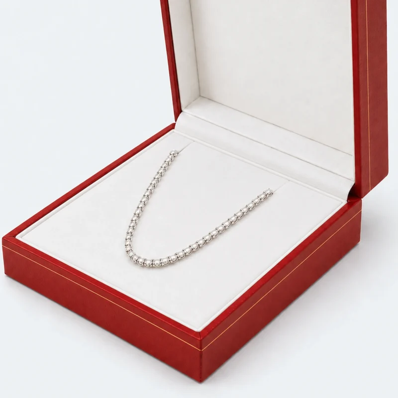 Necklace retention detail on the fitted white base insert