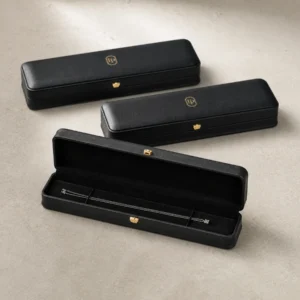 Coordinated long black leather necklace box packaging system Coordinated long black leather necklace box packaging system