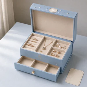 Close-up of the branded front fascia and single drawer pull