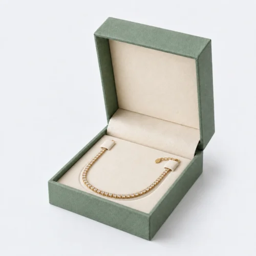 Custom Khaki Green Cardboard Bracelet Box - open product presentation