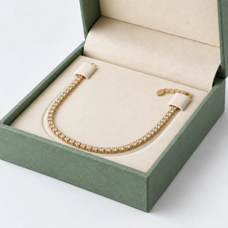 Custom Khaki Green Cardboard Bracelet Box - fitted jewelry insert detail Custom Khaki Green Cardboard Bracelet Box - fitted jewelry insert detail