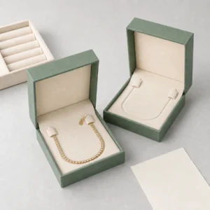 Custom Khaki Green Cardboard Bracelet Box - coordinated packaging set Custom Khaki Green Cardboard Bracelet Box - coordinated packaging set