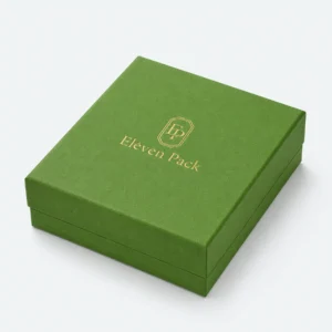 Custom Green Paper Hinged Necklace Box - closed product view