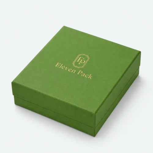 Custom Green Paper Hinged Necklace Box - closed product view