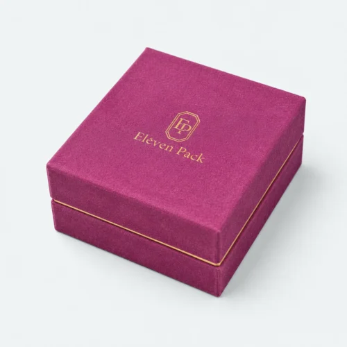 Custom Premium Magenta Cardboard Hinged Necklace Box - closed product view