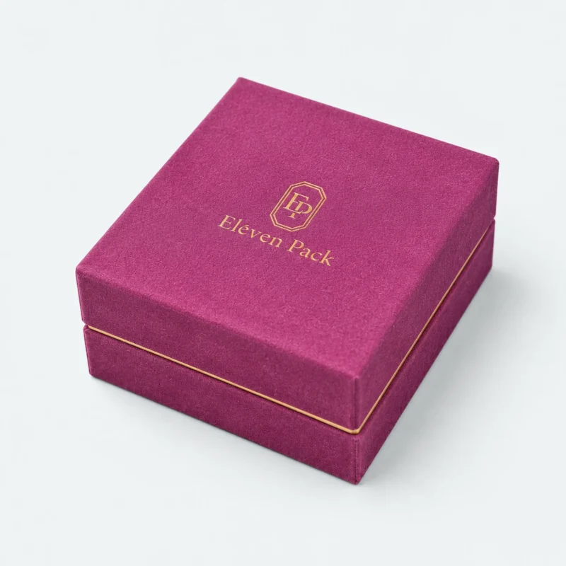 Custom Premium Magenta Cardboard Hinged Necklace Box - closed product view Custom Premium Magenta Cardboard Hinged Necklace Box - closed product view