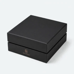 Custom Premium Brown Cardboard Lid and Base Necklace Box - closed product view