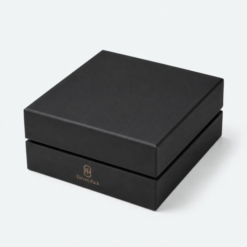 Custom Premium Brown Cardboard Lid and Base Necklace Box - closed product view