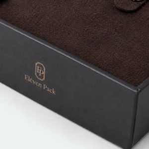 Custom Premium Brown Cardboard Lid and Base Necklace Box - logo finish detail