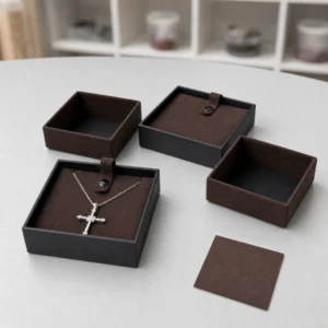 Custom Premium Brown Cardboard Lid and Base Necklace Box - coordinated packaging set