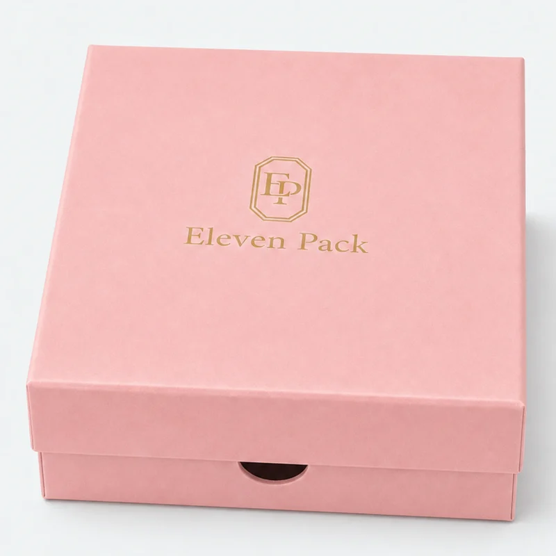 Custom Pink Cardboard Drawer Jewelry Box - logo finish detail Custom Pink Cardboard Drawer Jewelry Box - logo finish detail