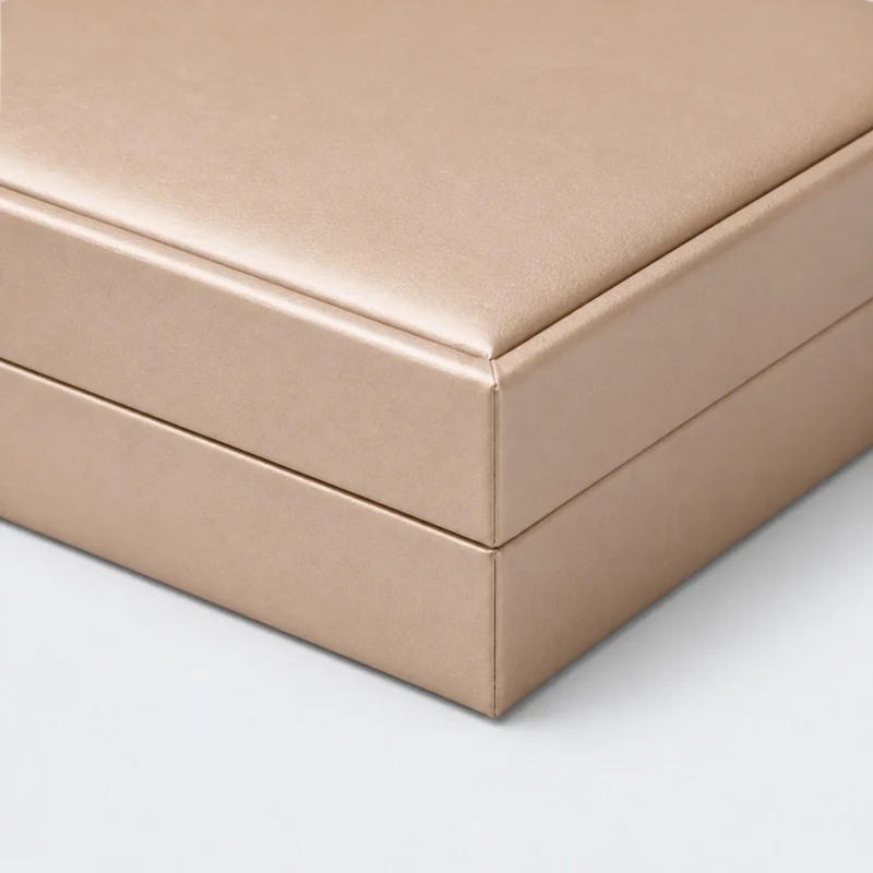 Champagne PU leather necklace box showing the pu leather construction detail