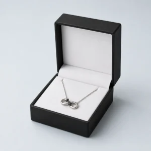 Black and white PU leather necklace box showing the necklace insert detail